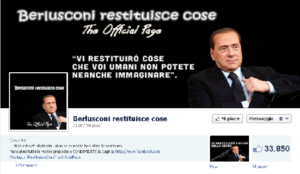 Su Facebook Berlusconi restituisce cose